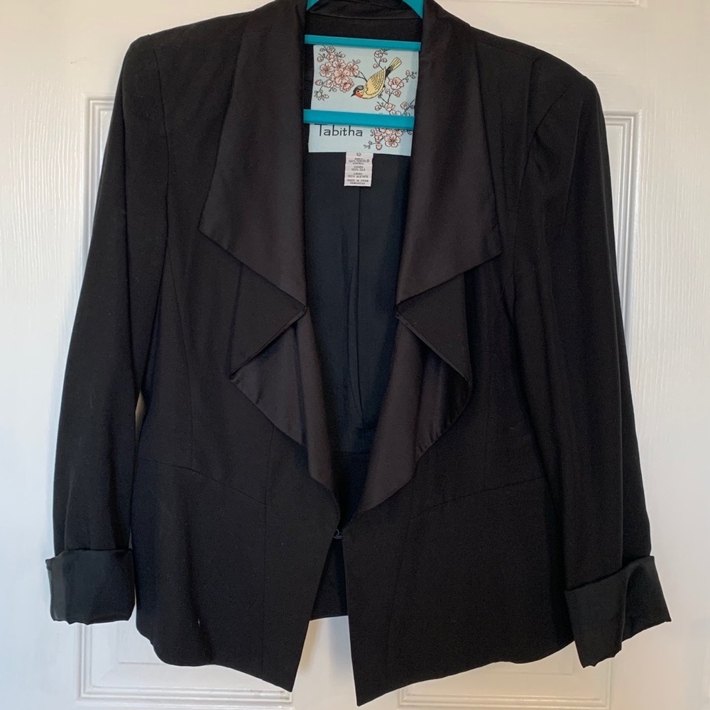 Tabitha Anthropologie Ruffle Lapel Tuxedo Blazer